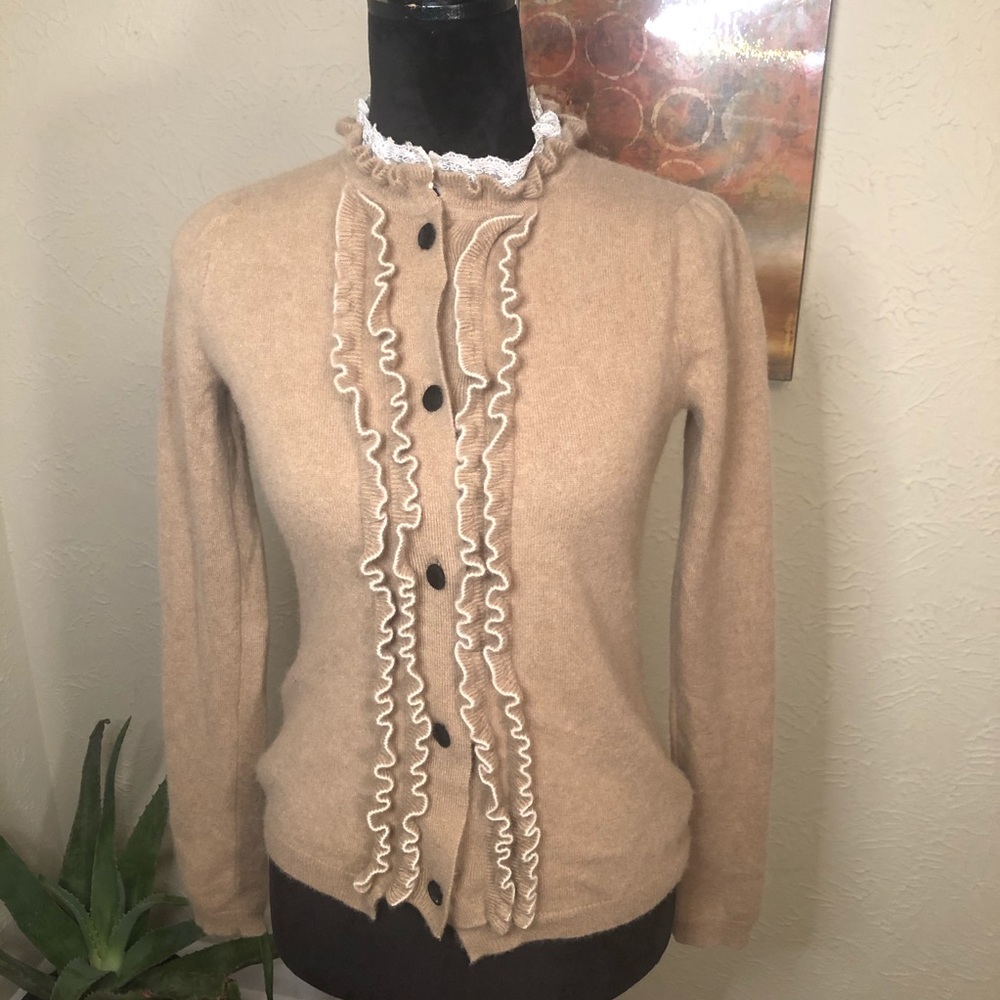 Bokhee Cashmere Ruffle & Lace Cardigan Sweater - Picture 7 of 7
